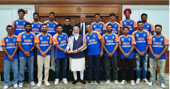 'भारत की टी20 विश्व चैंपियन टीम दिल्ली पहुंची, नाश्ते पर प्रधानमंत्री से मुलाकात की | '